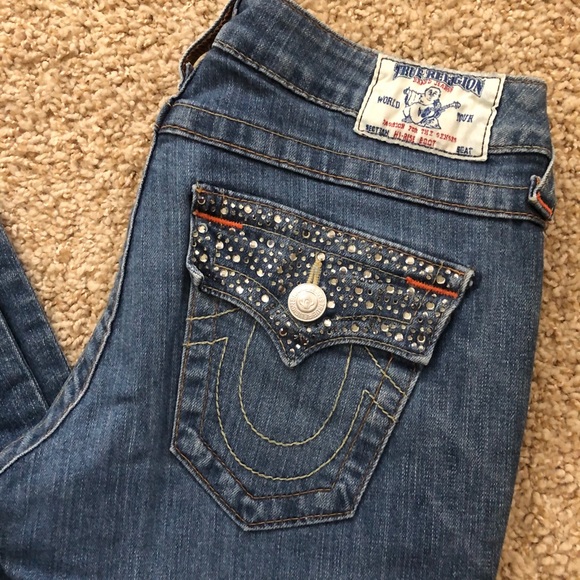 TRUE RELIGION Hi-Rise Boot Rhinestone pocket 28 - Picture 2 of 11